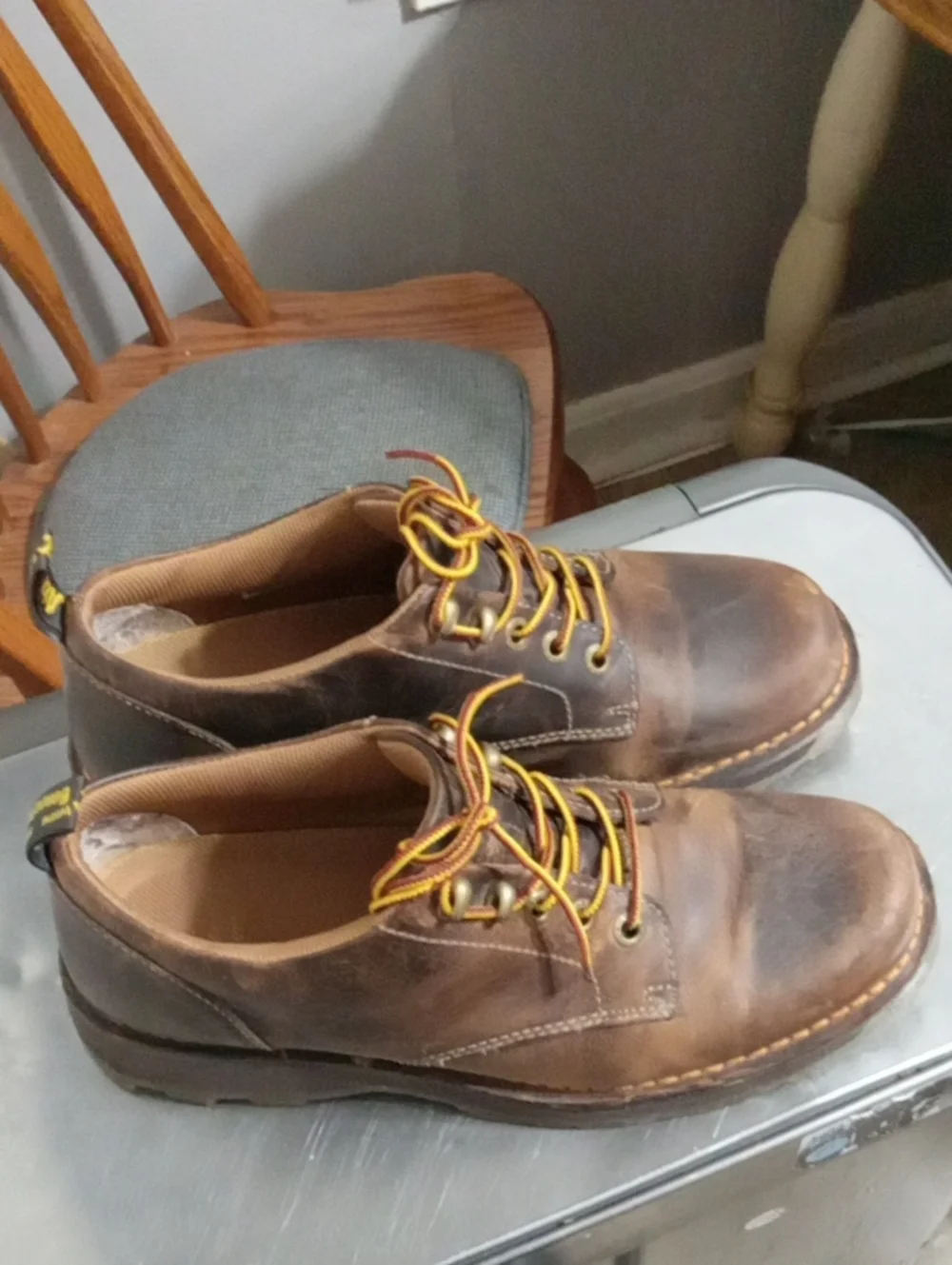 Dr. Martens Men's Brown Leather Casual Work Shoes - Lace-Up